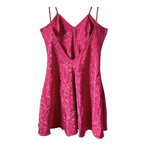 Vtg LA INTIMATES Satin Camisole Slip Dress Jacquard Hot Pink Valentines Sz M USA - Picture 5 of 6